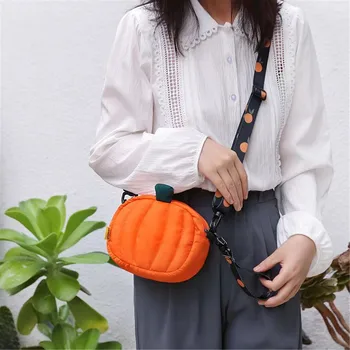 Чанта през рамо с тиква за Хелоуин, универсална стеганая чанта-тоут, Новост, чантата на регулирания рамо, Нов, торбичка за бонбони за жени