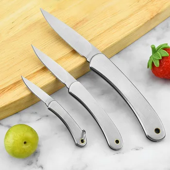 Нов сгъваем нож за плодове от неръждаема стомана, ножове за почистване на зеленчуци и плодове, сгъваем джобен нож, без заключване, кухненски принадлежности
