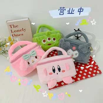 Плюшен ръчно косметичка Lady Star Kirby, скъпа кутия за съхранение на грим Kuromi Melody, чанта за съхранение Lotso за момичета, Модни чанти на стил Ins