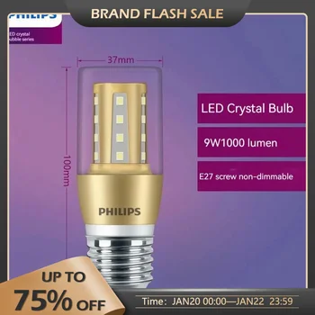 9 Вата на Philips Constant Light LED Crystal Балон E27 Винт Топло Бяла светлина за Източник на светлина Домакински супер ярка Лампа Энергосберегающая