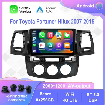 Android 12.0 за Toyota Fortuner Hilux 2007-2015 Автомагнитола Мултимедиен плейър Навигация стерео Carplay Без 2din 2 din dvd