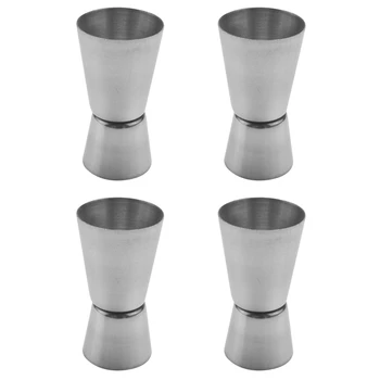 Опаковка с 4 двойни чаши от неръждаема стомана за измерване на алкохол, Коктейл Бар, Бистро 40/20 cc