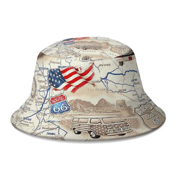 Летни шапки-ведерки Route 66 за жени, градинска облекло за мъже, Пътна шапка рибар, шапка за пътуване, шапка-Буни