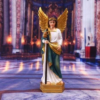 Кристиан ангел, държи статуетка във формата на цвете, Скулптура на Свети Фигури, аксесоари за декоративни работи за спални, хол, офис