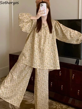 Луксозни летни пижамные комплекти с принтом Дамска мода Прост Свободен отдих Популярна сред младите хора Удобна тънка дишаща домашно облекло за момичета Ins BF