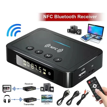 NFC Bluetooth приемник аудиоадаптер 5.0 aux говорител пръстен автомобилен усилвател на мощност безжичен U диск TF плейър предавател