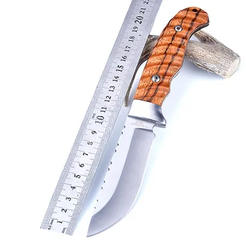 Нож Swayboo с фиксирано острие 420C Неръждаема стомана 57HRC Прав нож с дървена дръжка Zebra Походный Ловен нож