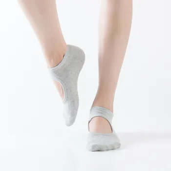 Чорапи за йога, женски нескользящие чорапи с отворен гръб, хавлиени памучни чорапи за танци и фитнес грах