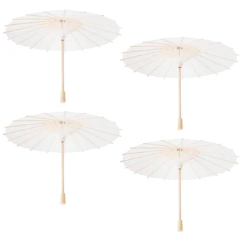 BESTOYARD, 4 бр., бял хартиен чадър, Китайски Японски Хартиен чадър, Сватбена украса, с Диаметър 30 см, Случаен Чадър