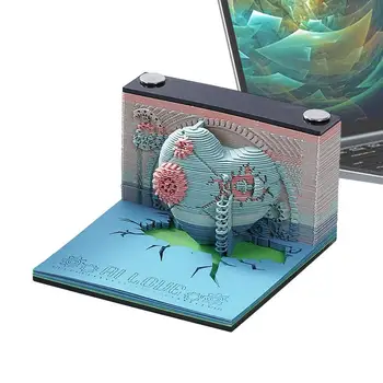 3D Art календар Бележник за водене на записки в 2024 година 3D Art календар Стикери Творчески Настолен календар Бележки със собствените си ръце Бележник за рязане на хартия Календар на плавателни съдове