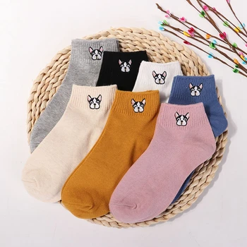 3 двойки на японски чорапи Kawaii, нови модни чорапи Four Seasons с анимационни сладък куче, забавен чорап с бродерия в стил харадзюку с животни