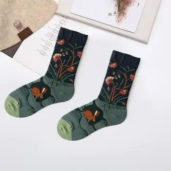 Ластични чорапи с пъстри шарени графити, чорапи със средна дължина, мека топла имат противоплъзгаща защита на глезените за двойки, есенно-зимни дрехи