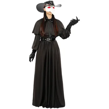 Костюм за Хелоуин в средновековен стил steampunk, европейски и американски костюм чумного д-р, облекло, с маска с дълъг уста, гарван с клюн