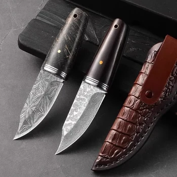 Висококачествен нож от дамасской стомана, домакински нож за плодове с висока твърдост, мини-джобен нож за самозащита на открито