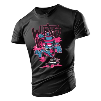 Лятна Ежедневни Модерна Спортна Младежка Тениска С Графичен Принтом За Възрастни С Кръгло Деколте И Къс Ръкав Голям Размер, Мъжки T-Shirt, Свободно И Удобно