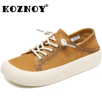 Koznoy 3 см от волска кожа, велур, естествена кожа, дамски Демисезонная порести подметка, Лятна Висококачествена и Удобна вулканизированная обувки на равна платформа