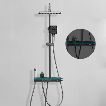 Цифров душ система с постоянна температура на Интелигентен дисплей на температурата в банята Набор от смесители за душ Комплект за душ в банята