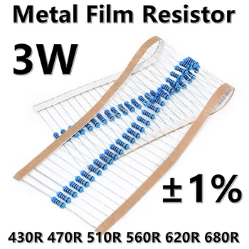 (10шт) 3 W Метален филмът резистор 1% пятицветный околовръстен точност резистор 430R 470R 510R 560R 620R 680R Ω Ω