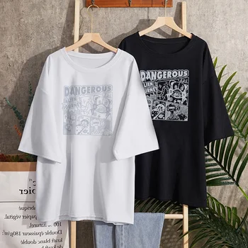 Модерен ретро-тениски с забавни графичен писмото принтом, Градинска облекло в стил хип-хоп, ежедневни Тениски Y2k Оверсайз с къси ръкави, Унисекс