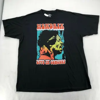 Тениска Хендрикс Live In Concert 3XL, мъжка черна тениска с графичен модел, нова, с бирками, с дълги ръкави.