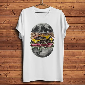Moon burger super Hamburg забавна тениска Мъжка лятна нова Бяла ежедневни тениска с къс ръкав Унисекс онази streetwear tee