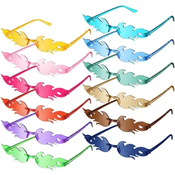 Нова Мода Огнен Пламък Слънчеви Очила на Жените и Мъжете Без Рамки Тесни Ретро UV400 Градинска Облекло Очила Нередовен Цикъл Слънчеви Очила На Открито