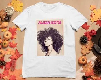 Новата реколта тениска Alicia Keys Памучен бял унисекс всички размери QQ202