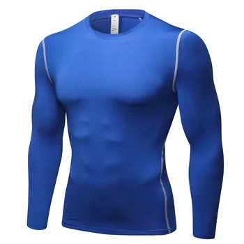 Мъжки стегнати спортни Дишащи обикновена тениска с логото, направени по поръчка, компресиране термо-мускулна блуза за тренировки, дрехи за фитнес зала