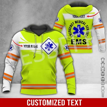 Потребителско име Cosplay EMS EMT Медицински Фелдшер Работен Татуировка Спортен костюм Ретро Пуловер с 3D принтом Яке Harajuku Ежедневни Блузи X5