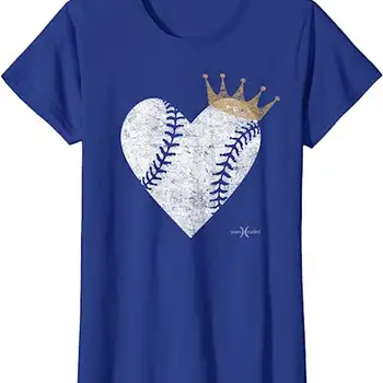 Реколта тениска с кралския бейсбольным сърце и корона Пот 13011