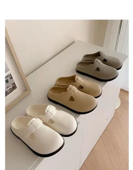ARISALLENSlippers Дамски Летни домашни обувки на равна подметка за жени 2023 Ежедневните домашни пързалки Улични Плажни сандали за пътуване на ниска пета