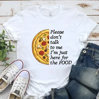 Дамска риза в стил харадзюку, забавна тениска с принтом пица, лятна ежедневни удобни дамски базова тениска с кръгла яка и къси ръкави, скъпа дамска тениска