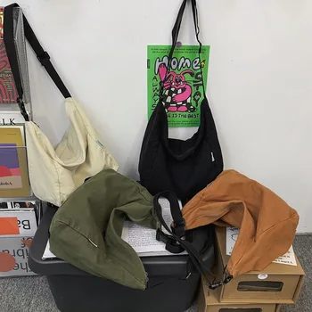 Ежедневни холщовая чанта за студенти от колеж, чанта през рамо, голям капацитет, модерна чанта мързел wind в едно рамо, женствена чанта