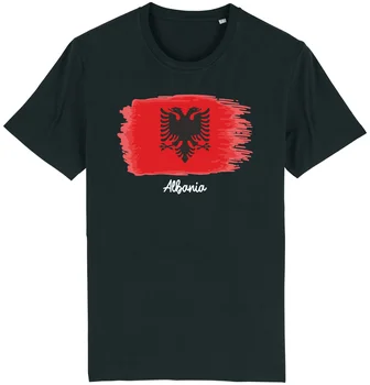 Албания Тениска с флага на Албания, поддръжка и националността на страната, спортна тениска унисекс