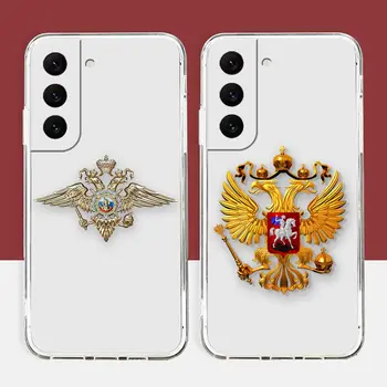 Прозрачен Калъф За Телефон Samsung Galaxy S22 S21 S20 FE S10 NOTE 10 A12 A10 J6 J7 PLUS ULTRA 5G Case Funda Shell Емблемата на Руските Знамена