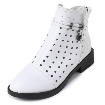 ZXRYXGS, Дишащи обувки от телешка кожа премиум-клас с дупки, Стръмни модни обувки 2023, Пролет-лято кожени обувки, Удобни, Елегантни дамски обувки