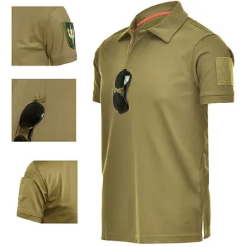 S-3Xl Тактическа риза в стил милитари с къс ръкав, бързосъхнеща тениска с ревера, мъжко движение, Без Годишният войник от специалните сили на открито