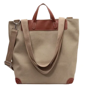 Холщовая чанта с голям капацитет, женствена чанта през рамо, компютърна чанта за крайградски пътувания, чанта през рамо