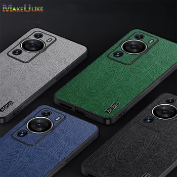 Кожен калъф Huawei P60 Pro Art Case Луксозният ултра-удароустойчив калъф под дърво за Huawei P30 P40 P50 P60 Pro Plus Case