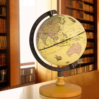 Декорация на дома, Wooden Глобус на Света със стойка Училищните учебни пособия за студенти Реколта Карта на Земята Terrestre Globes 22X14 см