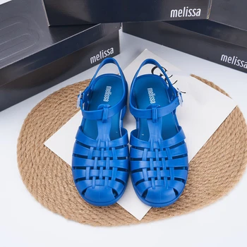 Гореща разпродажба 2023 г., Дамски летни сандали Еми Мелиса, Нов стил, Модни обувки на равна подметка Roma Jelly, Дамски празнична плажни обувки