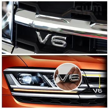 ABS Емблемата на Купето на Автомобила V6 Стикер на Предния Капак на Колата за VW TERAMONT PHIDEON ARTEON MAGOTAN PHAETON, TOUAREG PASSAT Стикер VW V6