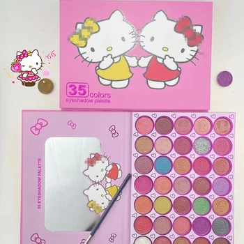 Аниме Hello Kitty Melody 35 Цвята Палитра Сенки За Очи, Грим На Момичетата Се Представят Бяха Застреляни Ежедневно Карикатура Kt Pattern Козметични Преносим Подарък