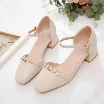 Cresfimix Sapatos Femininos / Женски Сладки Обувки от Изкуствена Кожа на Квадратен Ток за Купоните, Жените Удобни Летни Обувки На Висок Ток A7017c