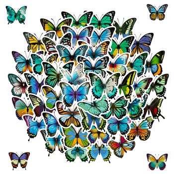 50шт Синьо цвете, Пеперуда Графити Чаша за вода Куфар за Лаптоп Водоустойчив стикер