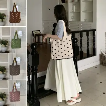 Crochet чанти с голям капацитет, модерна тканая чанта от полиестер ръчно изработени, чанта през рамо с дръжка, женствена чанта през рамо
