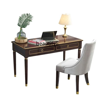 Лесен луксозна маса от американския масивно дърво, обикновен работен плот в стил постмодерното, Класически мебели от бук, Компютърна работна маса и стол