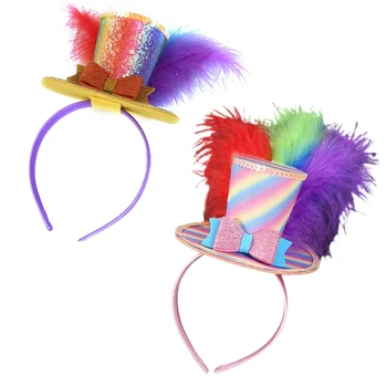 652F Дъгова шляпная лента за коса, за жени и мъже, универсален размер за оформяне на шапки за фестивали и партита