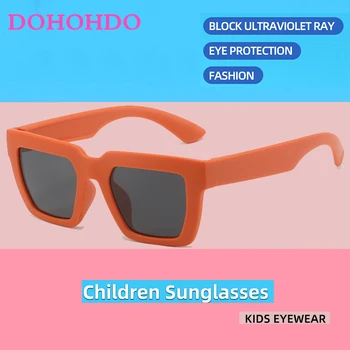 Детски слънчеви очила DOHOHDO, квадратни Модерни детски слънчеви очила, Реколта Квадратни улични очила, очила за партита, очила в стил-мил