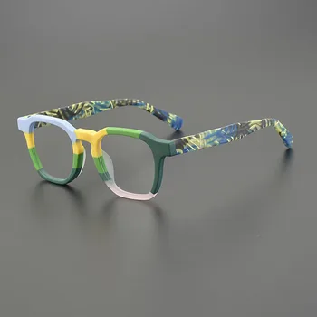 Нишевая рамки за очила ръчно изработени от матирана оцетна киселина, многоцветен модерна квадратна рамки за мъжки и женски оптични предписване на очила